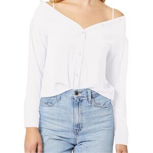 Bailey 44 White Off-Shoulder Button Down Shirt (size S)